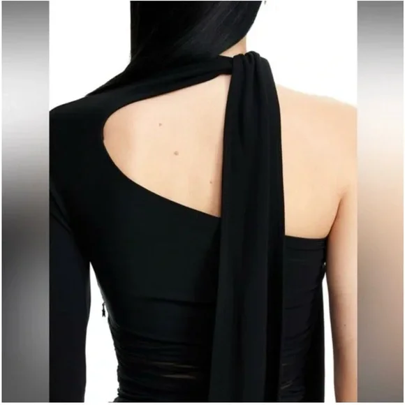 NWT Mugler H&M Knot-detail One-shoulder Dress